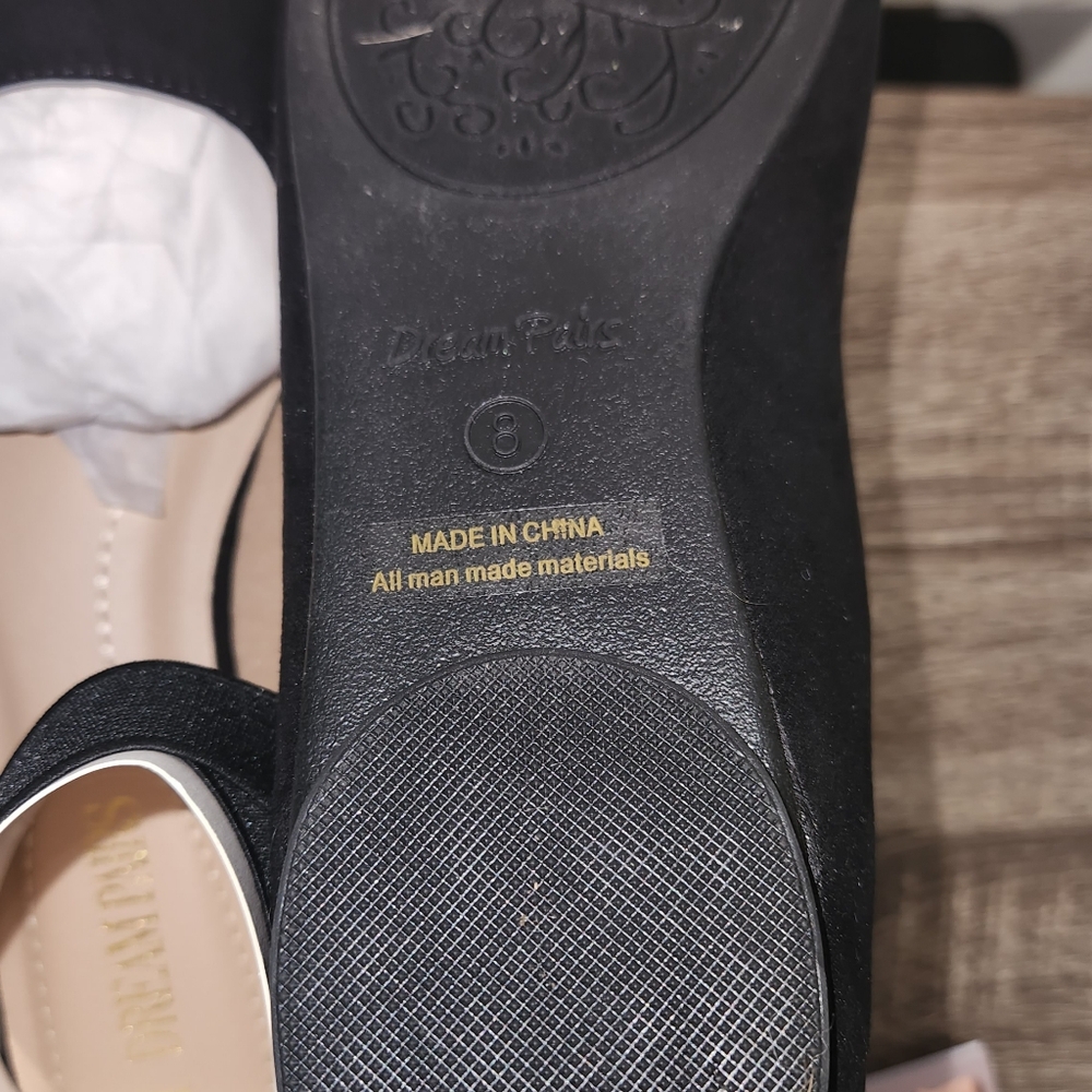 Dream Pairs Women's Black Ballet Flats w/ Elastic Ankle Straps Size 8. - Picture 7 of 8